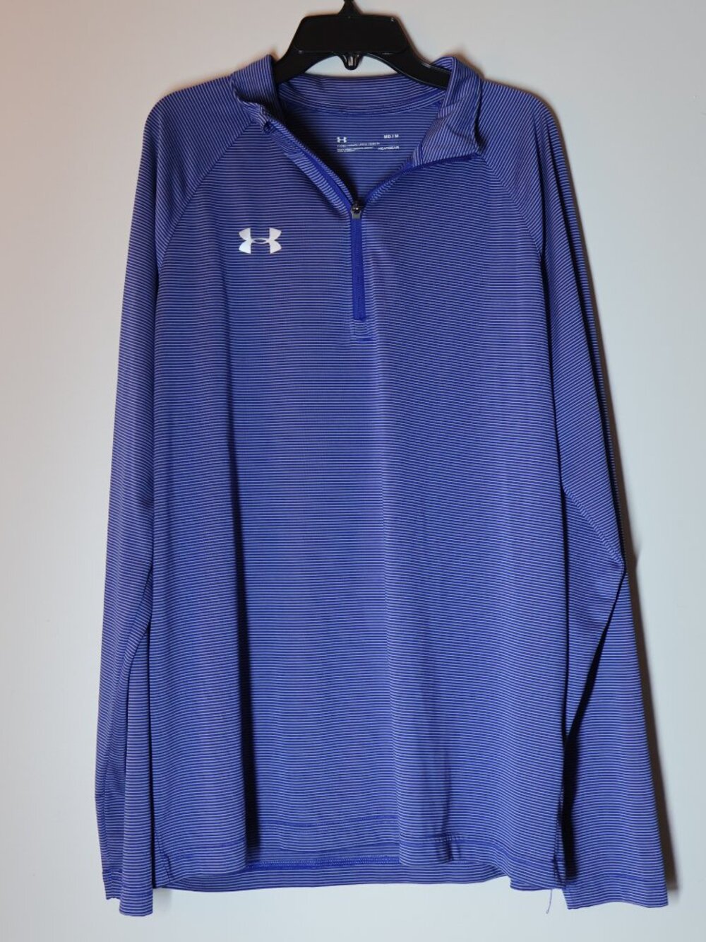 Under Armour Striped Blue Performance Top Heat Gear